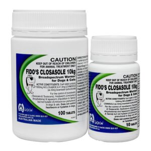 Fido's Closasole 10kg Broad Spectrum Wormer For Dogs & Cats 10pk & 100pk