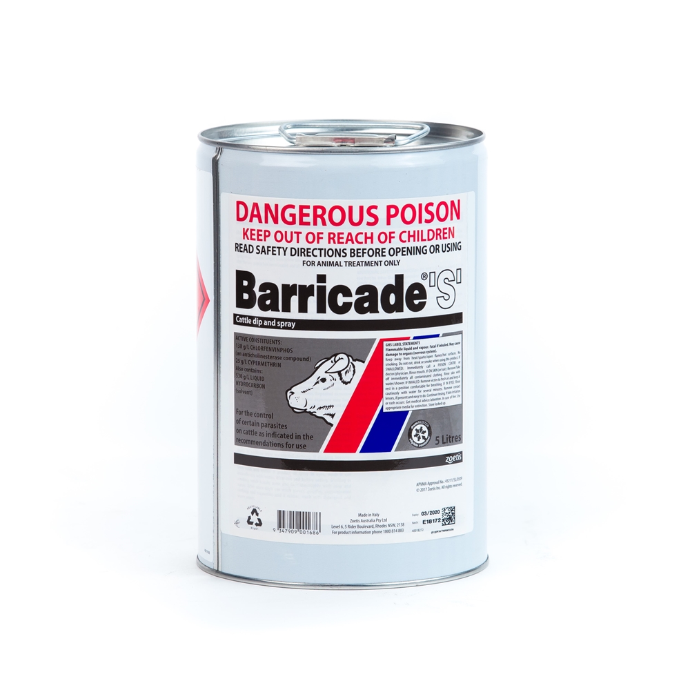Barricade 'S' Cattle Dip and Spray (Chlorfenvinphos & Cypermethrin)