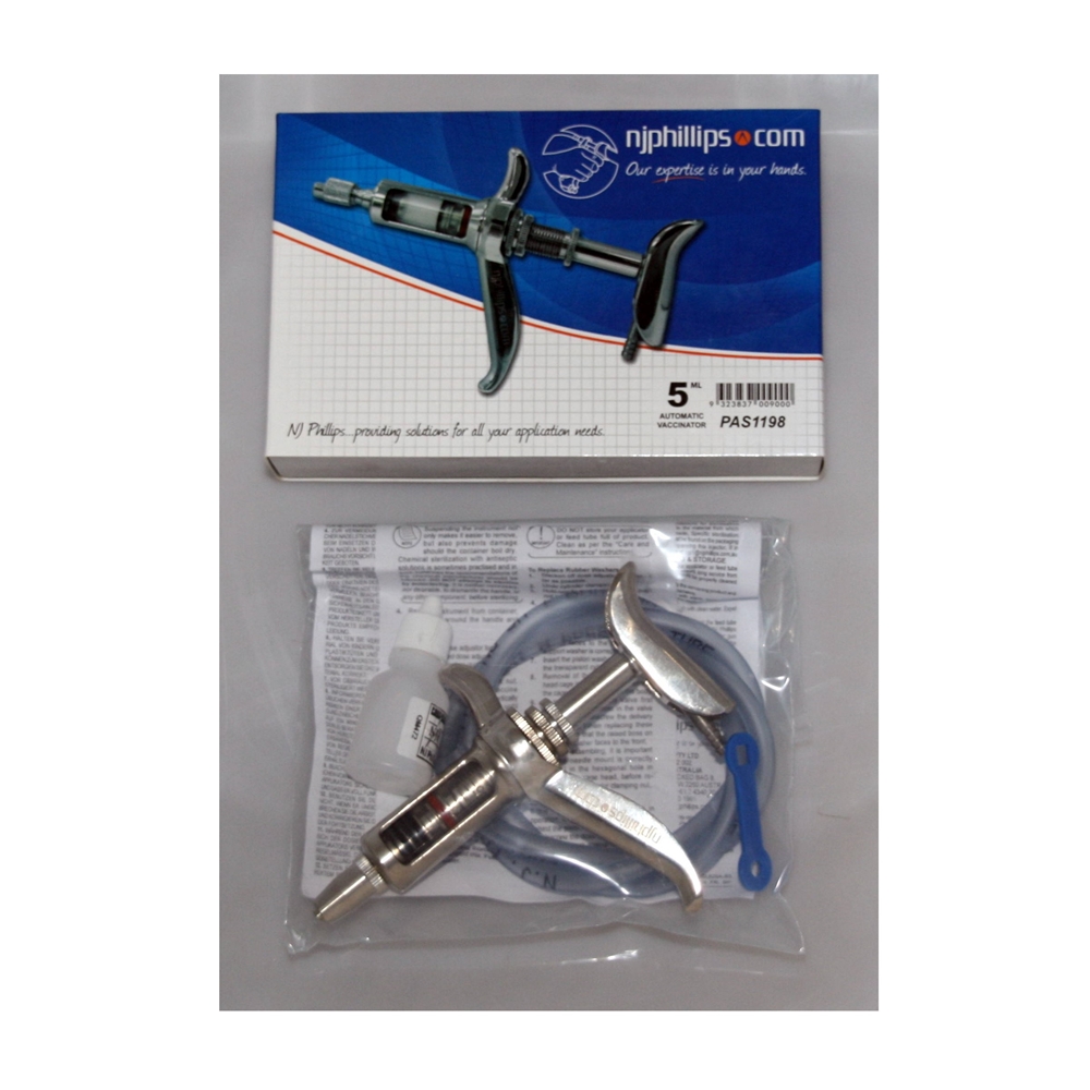 NJ Phillips 5ml Automatic Metal Injector Vaccinator (PAS1198)