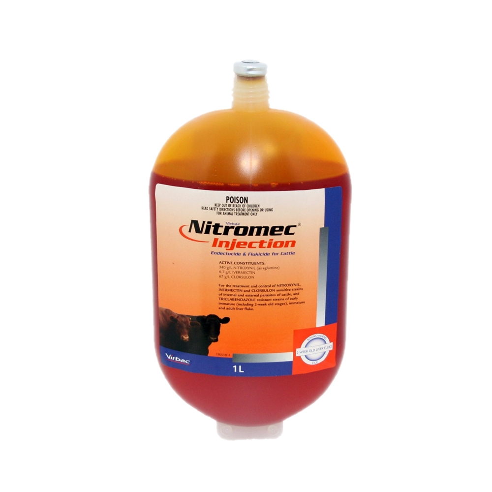 Nitromec Injection Endectocide and Flukicide For Cattle (Clorsulon, Ivermectin & Nitroxynil)