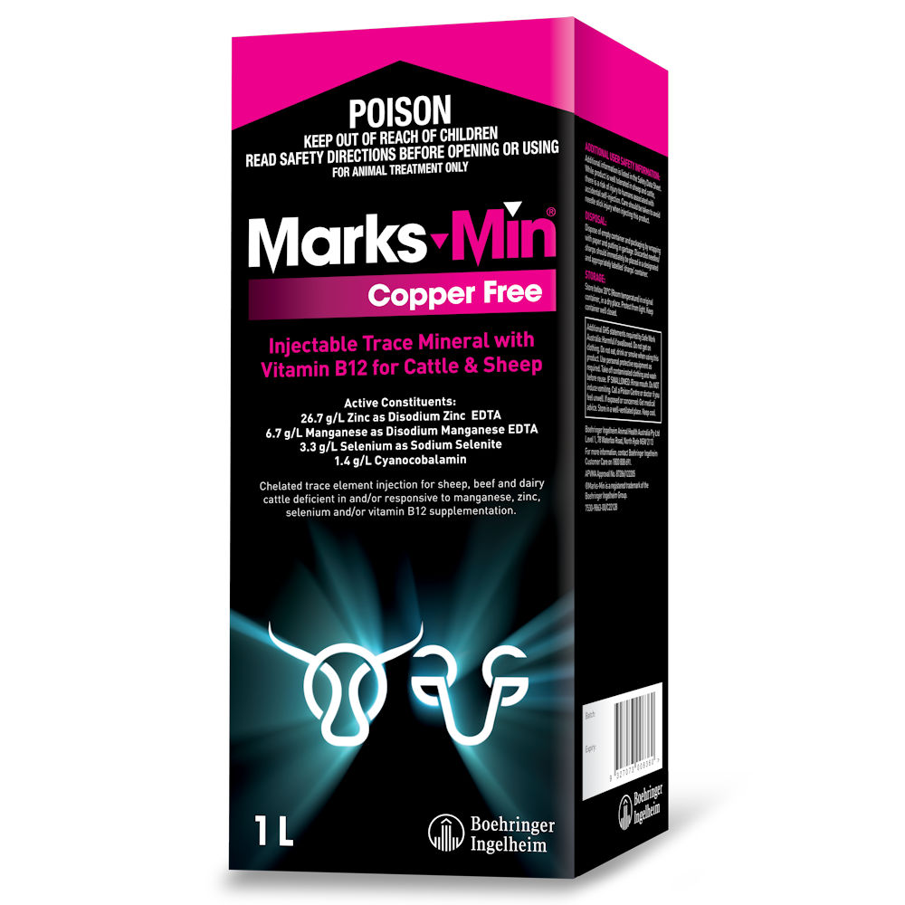 Specialist Sales Marks-Min Copper Free Injectable Trace Mineral With Vitamin B12 For Cattle & Sheep 1-Litre