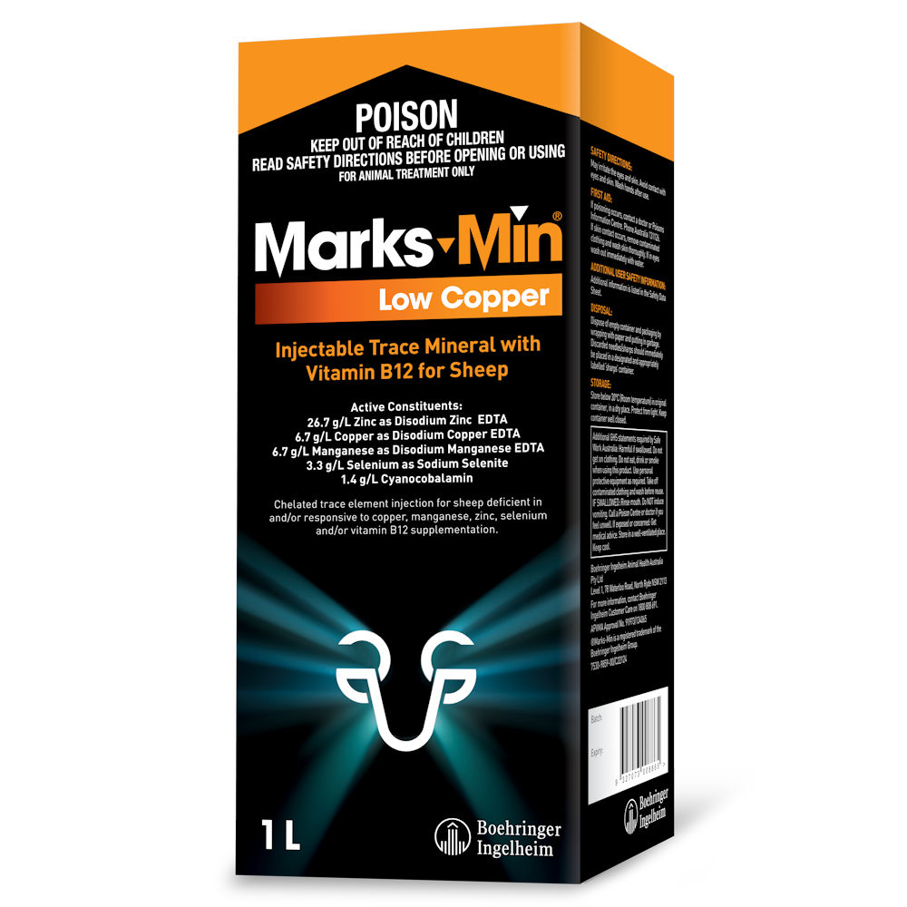 Specialist Sales Marks-Min Low Copper Injectable Trace Mineral with Vitamin B12 for Sheep 1 Litre